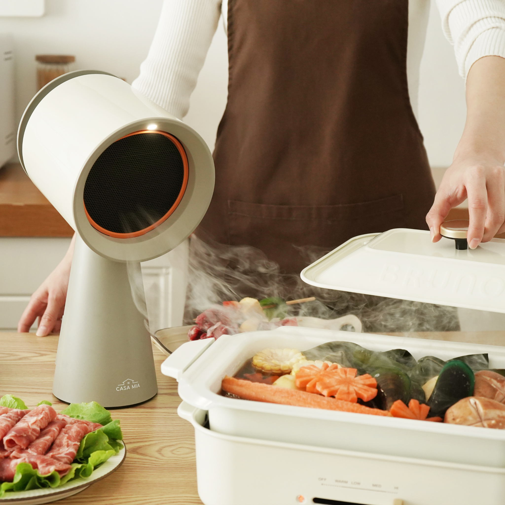 Combo! Compact Hot Plate - Red + Desktop Range Hood