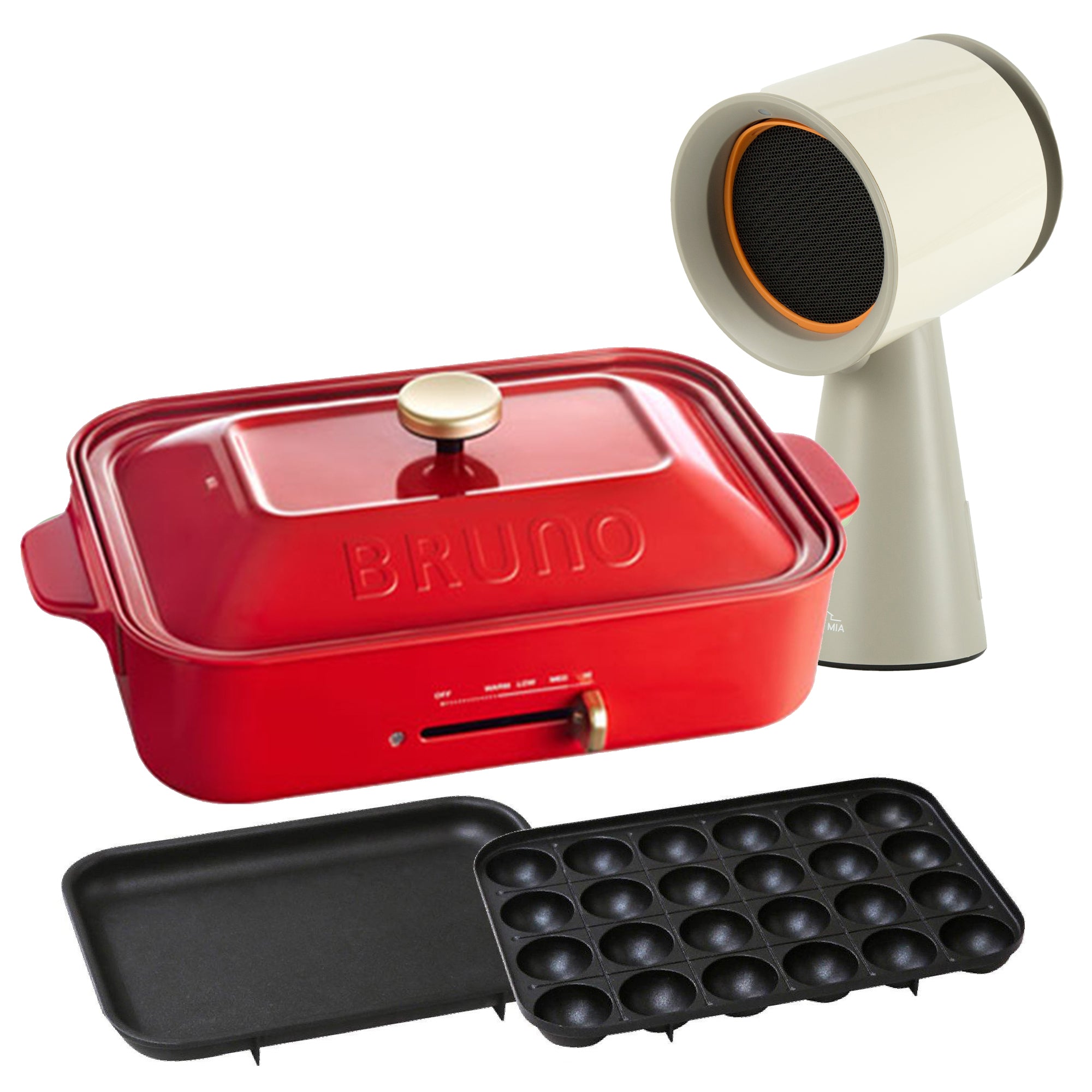 Combo! Compact Hot Plate - Red + Desktop Range Hood